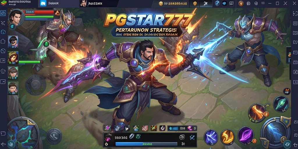 Tangkapan layar utama PGSTAR777 menampilkan aksi seru di arena MOBA.
